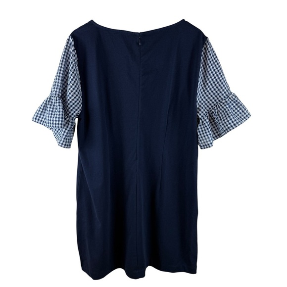 J. Crew Factory Navy Blue Gingham Sleeve Dress Women’s Size XL New - Picture 7 of 8